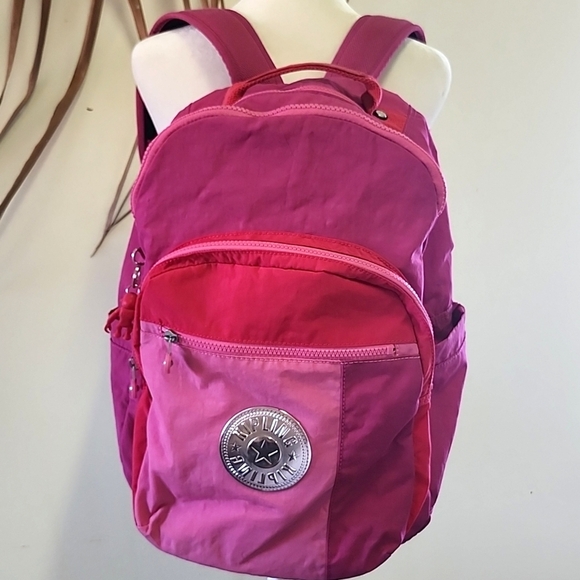 KIPLING Seoul Go Large Laptop Pink Color Block Backpack Lightweight Travel - Picture 1 of 14